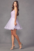 Lilac short dress with butterfly appliques alternative
