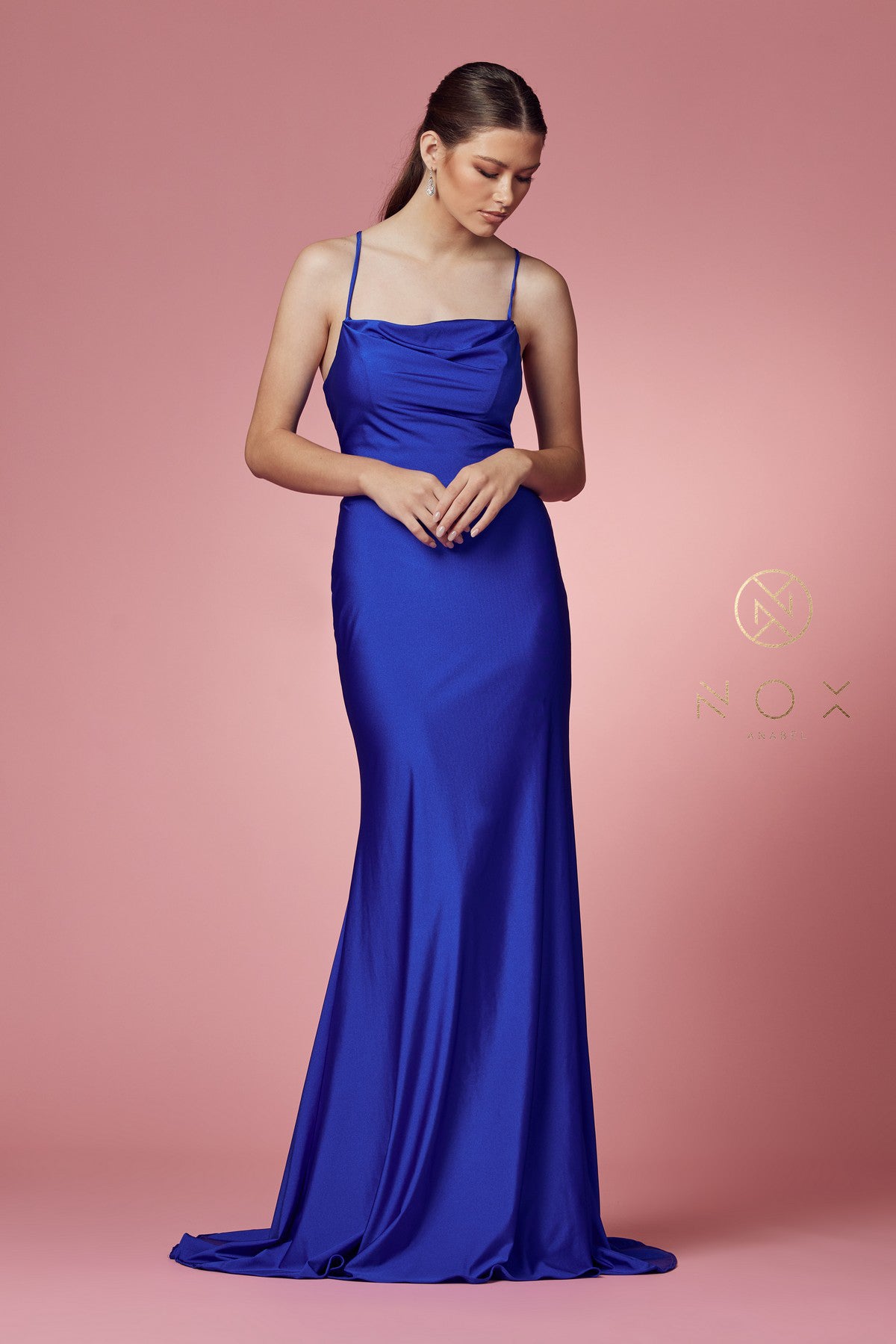 Satin Cowl Neck Dress w/Criss-Cross Back for Prom & Bridesmaids-smcdress
