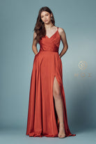 Double-Breasted Long Bridesmaid/Prom Dress w/High Slit-smcdress