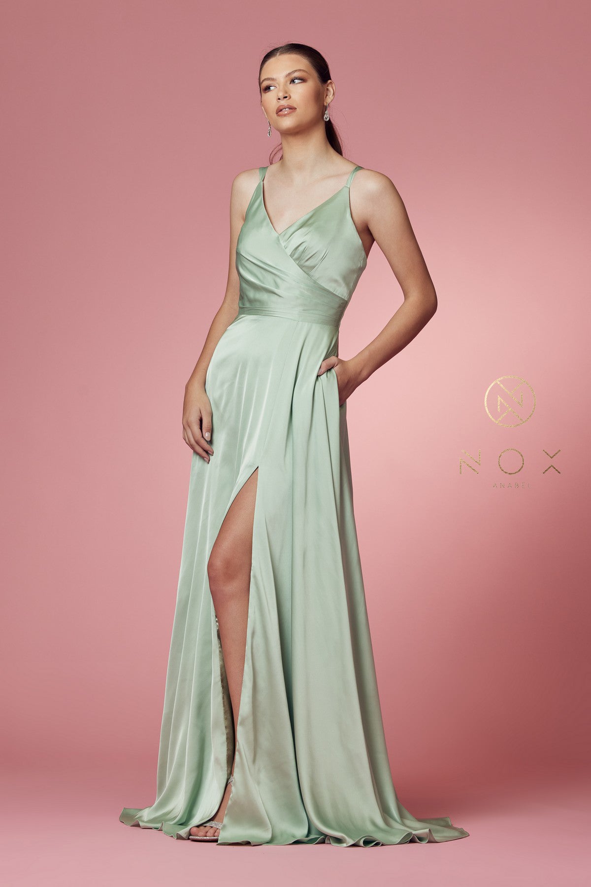 Double-Breasted Long Bridesmaid/Prom Dress w/High Slit-smcdress