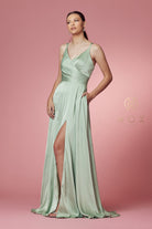 Double-Breasted Long Bridesmaid/Prom Dress w/High Slit-smcdress