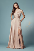 Double-Breasted Long Bridesmaid/Prom Dress w/High Slit-smcdress