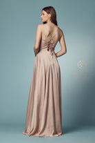 Double-Breasted Long Bridesmaid/Prom Dress w/High Slit-smcdress