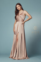 Double-Breasted Long Bridesmaid/Prom Dress w/High Slit-smcdress