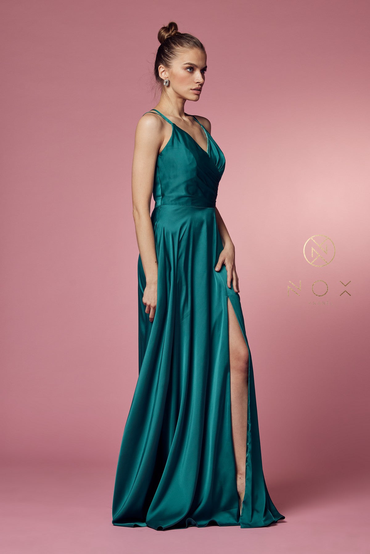 Double-Breasted Long Bridesmaid/Prom Dress w/High Slit-smcdress