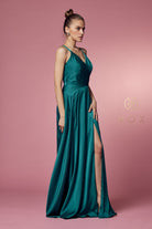 Double-Breasted Long Bridesmaid/Prom Dress w/High Slit-smcdress