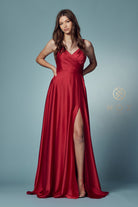 Double-Breasted Long Bridesmaid/Prom Dress w/High Slit-smcdress