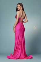 Jewel Side Slit Long Bridesmaid & Prom Dress-smcdress