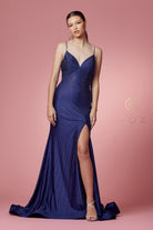 Jewel Side Slit Long Bridesmaid & Prom Dress-smcdress