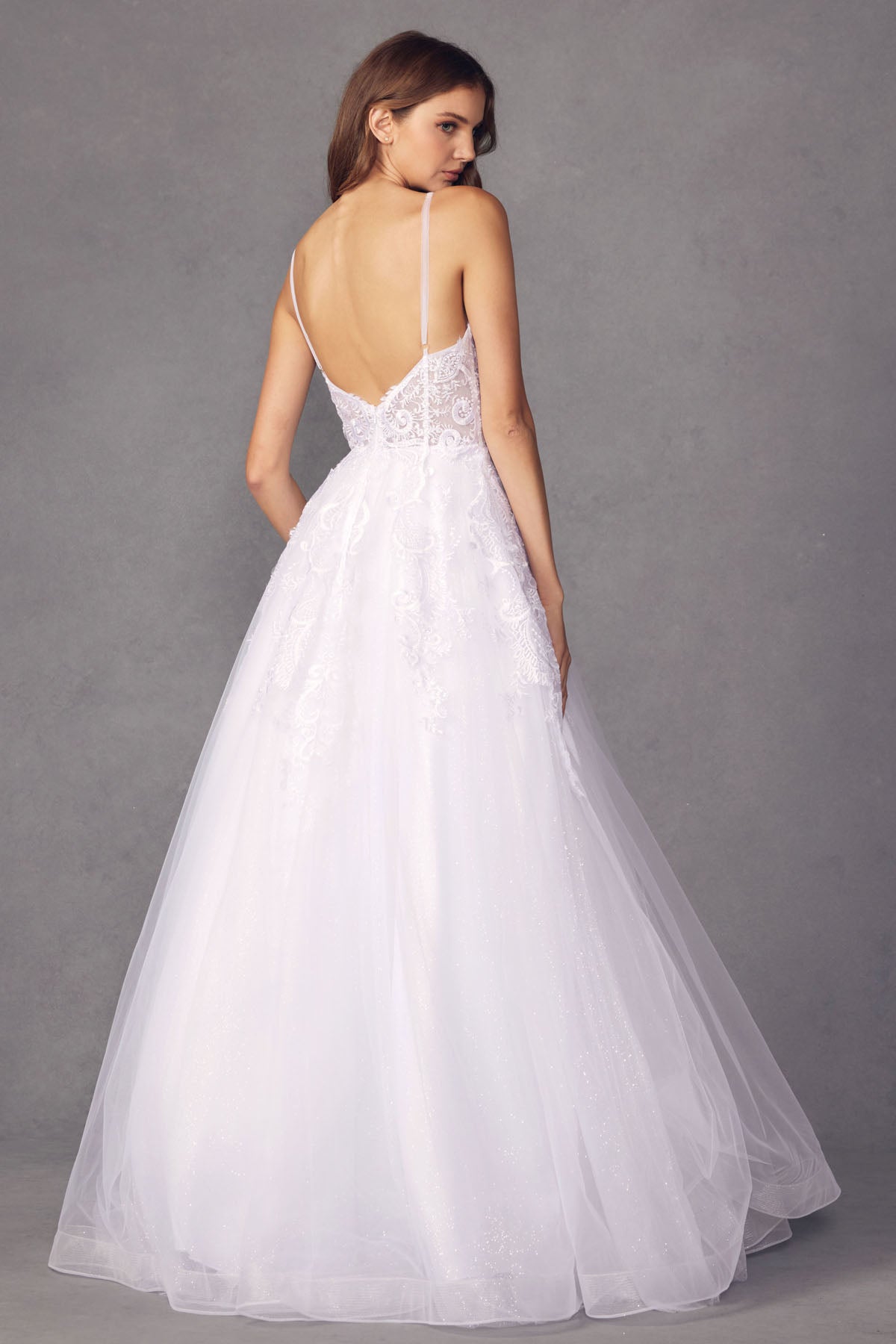 Back of Open back wedding gown 
