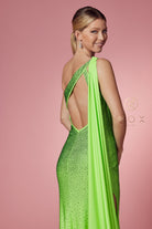 High-slit Embellished Jewel Long Dress-smcdress