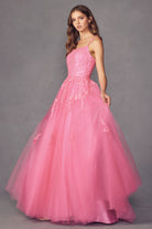 Floral applique tulle prom ball gown-smcdress