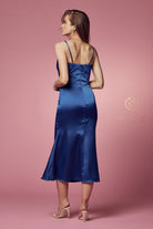 Cowl Neck Satin Open-Back Midi Prom Dress-smcdress