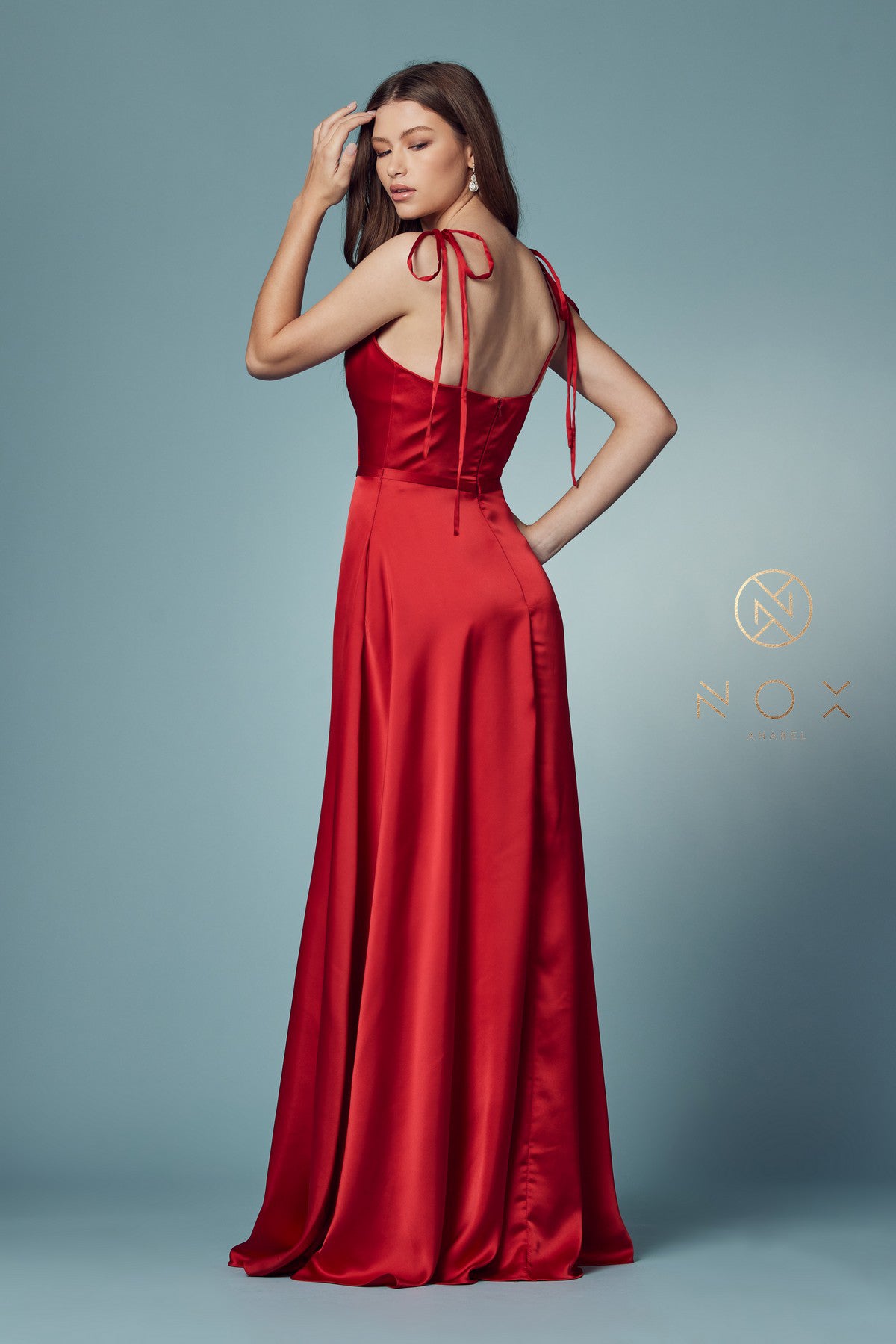 Double-breasted spaghetti-strap dress with high slit and long silhouette-smcdress