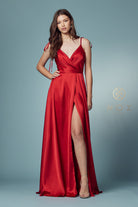 Double-breasted spaghetti-strap dress with high slit and long silhouette-smcdress