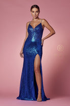 Sequin V-Neck Prom Dress-smcdress