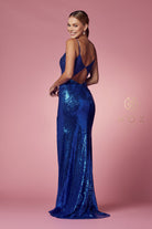 Sequin V-Neck Prom Dress-smcdress