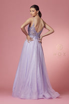 Glitter V-Neck Long Prom Dress-smcdress