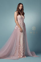 Blush light blue long prom dress alternative