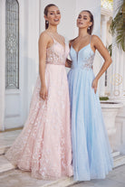 Glitter V-Neck Long Prom Dress-smcdress