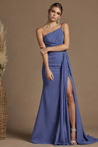 High Slit One Shoulder Dress-smcdress