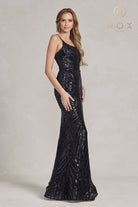 Sequin Mermaid Gown, One-Shoulder-smcdress