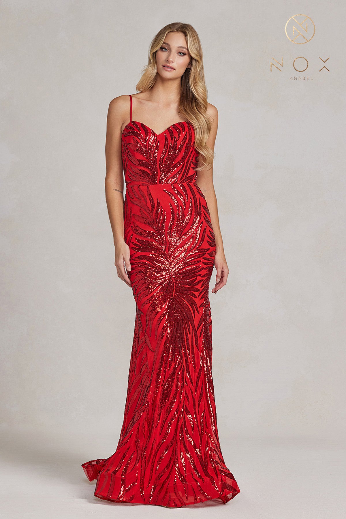 Sequin Embroidered Sweetheart Open-Back Mermaid Dress-smcdress