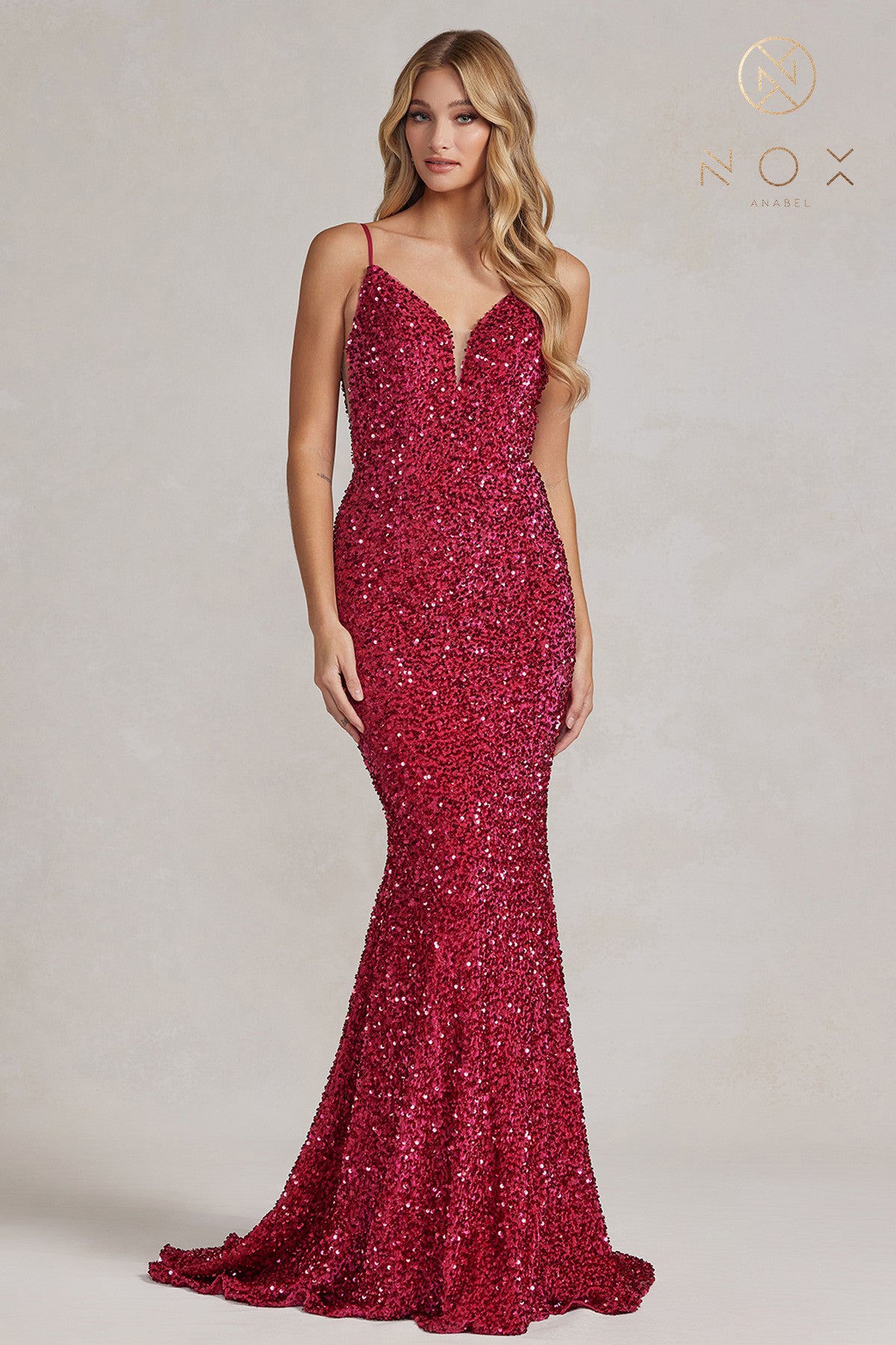 Sequin V-Back Mermaid Dress-smcdress