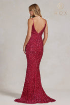 Sequin V-Back Mermaid Dress-smcdress