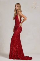 Sequin V-Back Mermaid Dress-smcdress