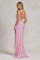 Embroidered Lace Straps & Side Slit Long Evening Dress-smcdress