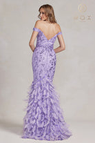 Off-shoulder Sweetheart Mermaid Dress with Feather Embellishment and Open Back-smcdress