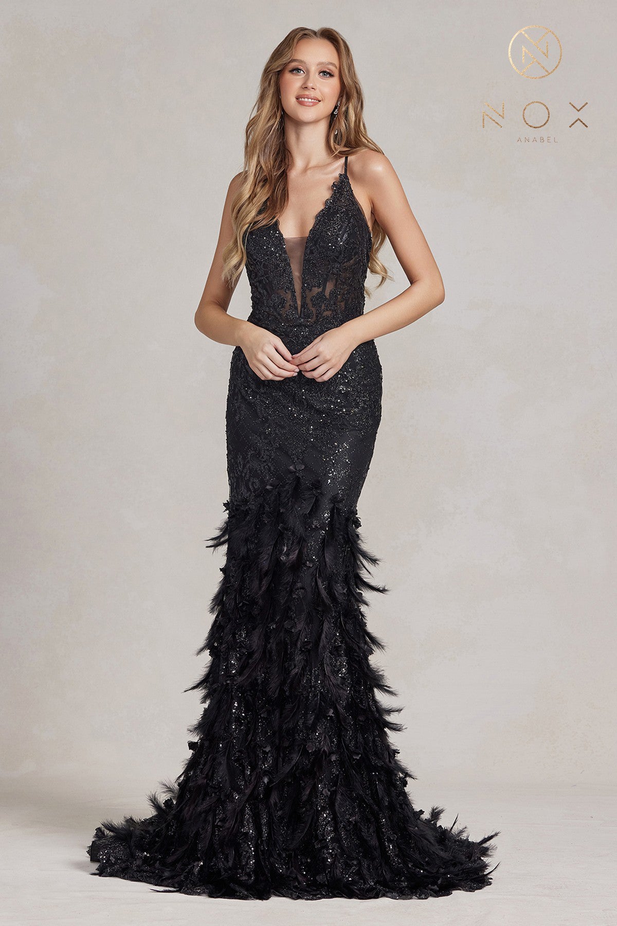 Long Prom Dress with Ruffled Skirt & Open Corset Back-smcdress