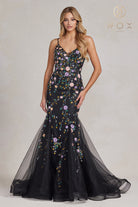 Mermaid Prom Dress, Embroidered Flower Lace, Open Criss Cross Back-smcdress