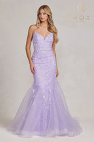 Mermaid Prom Dress, Embroidered Flower Lace, Open Criss Cross Back-smcdress