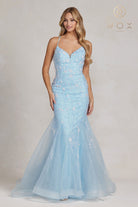 Mermaid Prom Dress, Embroidered Flower Lace, Open Criss Cross Back-smcdress