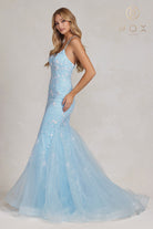 Mermaid Prom Dress, Embroidered Flower Lace, Open Criss Cross Back-smcdress