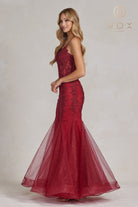 Embroidered Tulle Skirt Mermaid Dress-smcdress