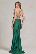 Mermaid Prom Dress w/ Satin Lace Neckline-smcdress