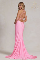 Embroidered Mermaid Dress w/Open Criss Cross Back-smcdress