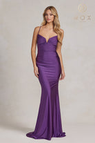 Jewel Illusion V-Neck Dress w/ Open Back-smcdress