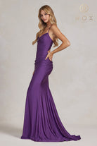 Jewel Illusion V-Neck Dress w/ Open Back-smcdress