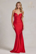 Jewel Illusion V-Neck Dress w/ Open Back-smcdress