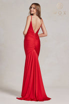 Cowl Neck Mermaid Dress w/ Open V-Back & Low Back-smcdress