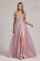 Off-Shoulder Skirt Long Prom Dress-smcdress