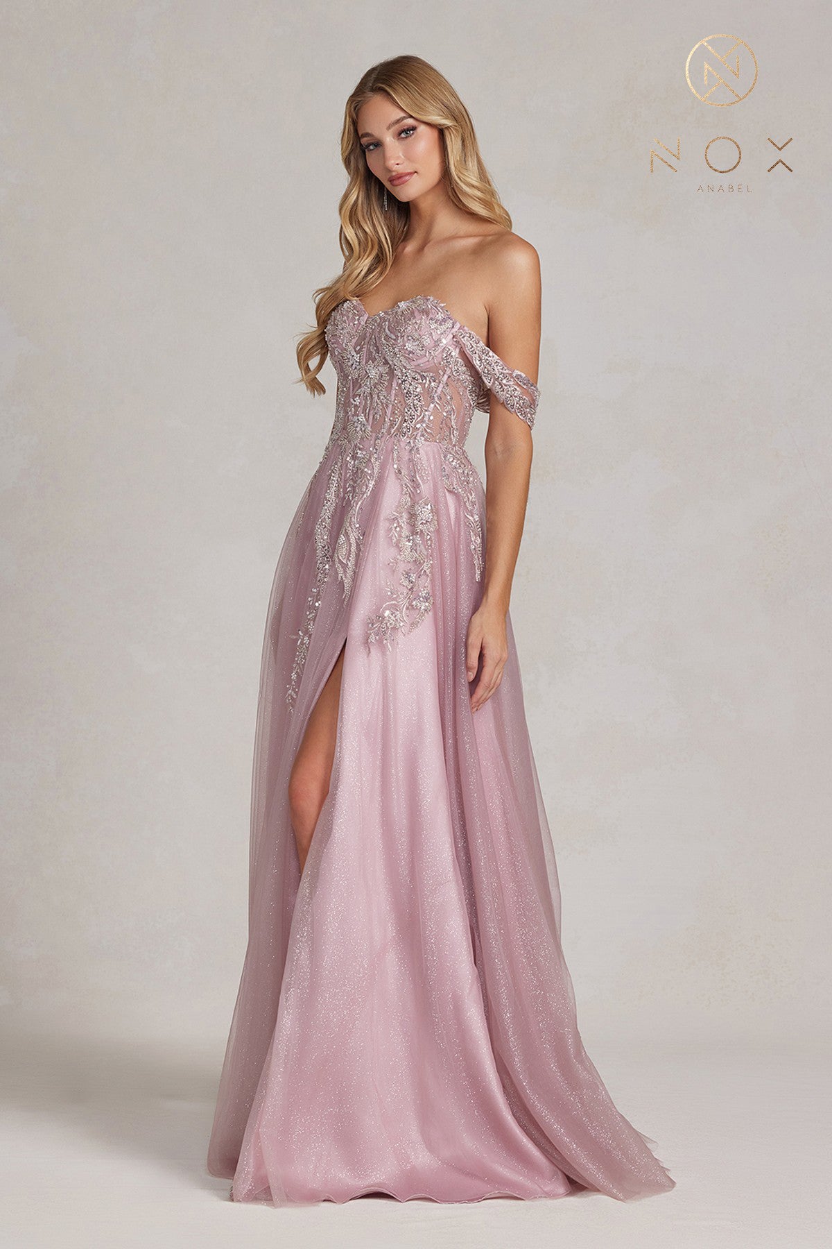 Off-Shoulder Skirt Long Prom Dress-smcdress