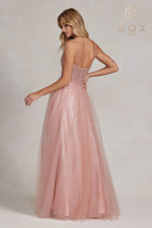 Embroidered Tulle Skirt, Open Back Prom Dress-smcdress