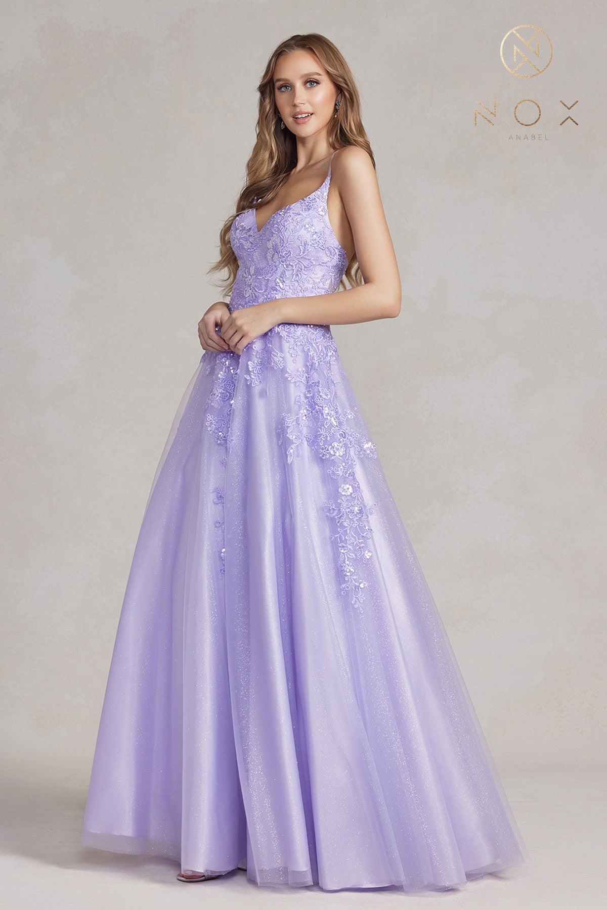 A-Line Lace Prom Dress w/Open Back & Embroidery-smcdress