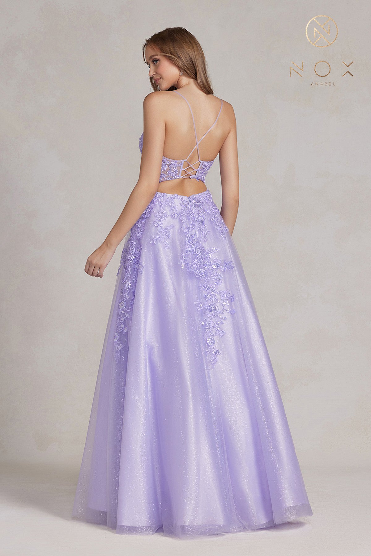 A-Line Lace Prom Dress w/Open Back & Embroidery-smcdress