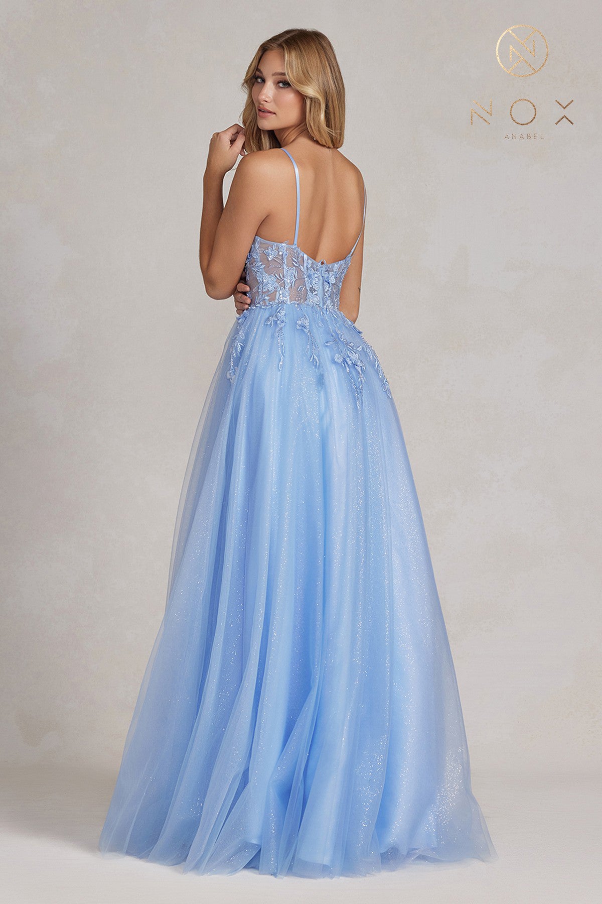 Embroidered V-Neck A-Line Long Prom Dress-smcdress